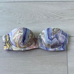 H&M Purple Strapless Bikini Top with Swirl Pattern